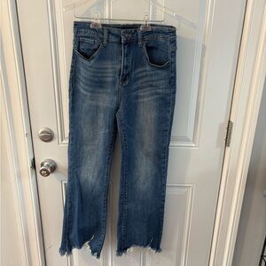 Women's Risen Blue Distressed Jeans